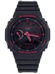 Casio G-Shock Carbon Core GA-B2100BNR-1ADR black and red solar Bluetooth ana-digi watch on white background