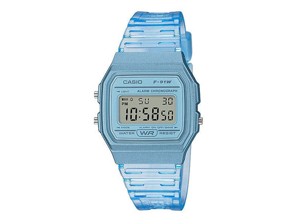 Casio Semi Trans Square Blue F-91WS-2DF