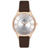 Daniel Klein Premium DK112966-3 ladies watch with silver crystal accent dial, rose gold plated case, and brown leather strap