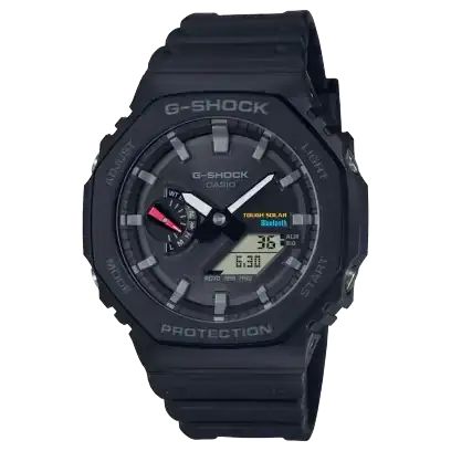 Casio G-Shock GA-B2100-1A black resin solar-powered Bluetooth watch with octagonal case and analogue-digital display