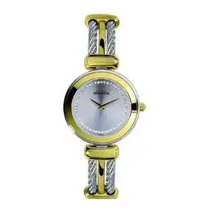 Michel Herbelin Cable 17125/BT62 ladies quartz watch with two-tone stainless steel and gold PVD cable bracelet, silver dial, and 26mm round case