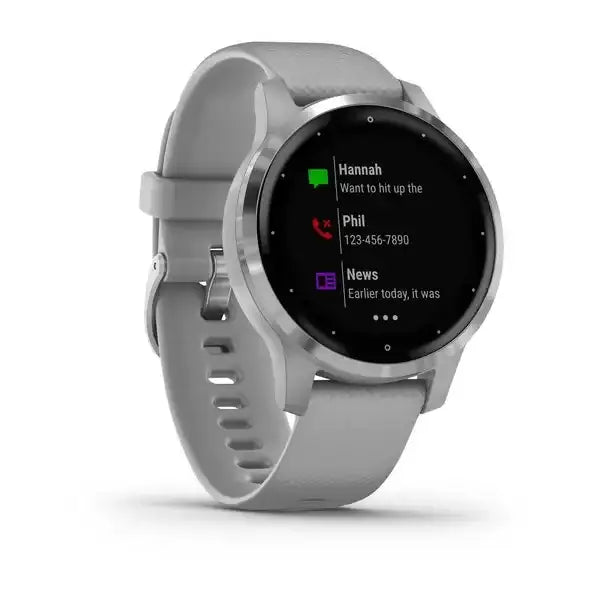 Garmin Vivoactive 4S Powder Grey with Silver Hardware - Cassim & Co South Africa