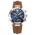 Michel Herbelin Newport Chronograph 37688/35GON blue dial stainless steel quartz watch with brown leather strap
