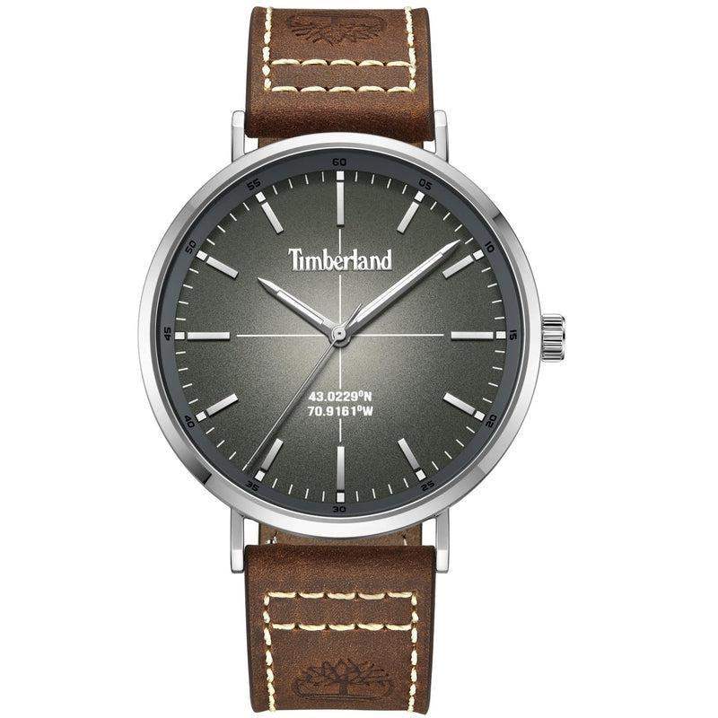 Timberland Rangeley TDWGA2231101 men's quartz watch with grey gradient dial, 42mm stainless steel case and brown leather strap with contrast stitching